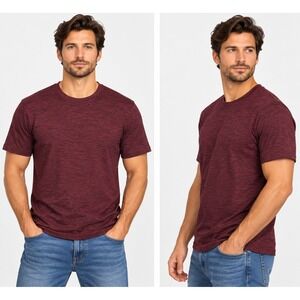 Bruno Milano Mens Performance Tee Shirt Size S Burgundy Maroon Heather Stretch
